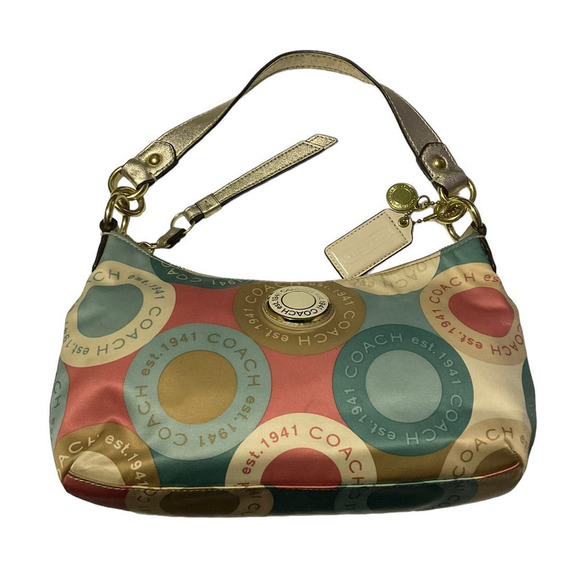 Coach Rare Snaphead Multicolor Satin Signature Print Leather Trim CrossBody Bag - Picture 11 of 15